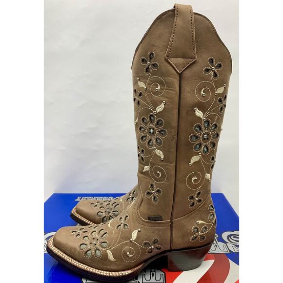 Odessa Sergal Woman's Cowboy Boots Pescaob Chestnut Ginger Size 10.5 - Picture 8 of 16